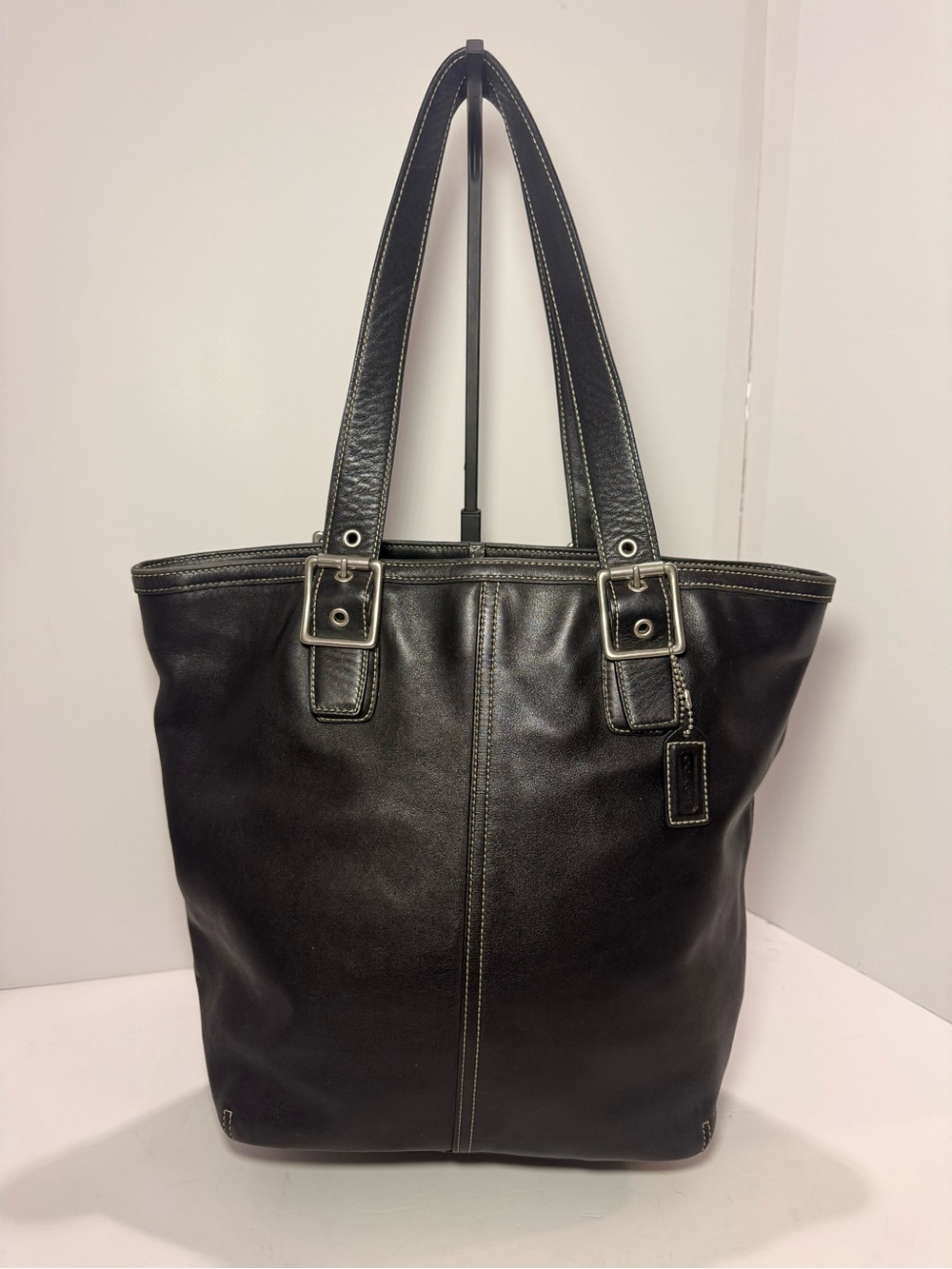 Vintage 2003 Coach Hamptons Black Leather Tote • Style 9573 • Y2K Coach - Picture 10 of 11